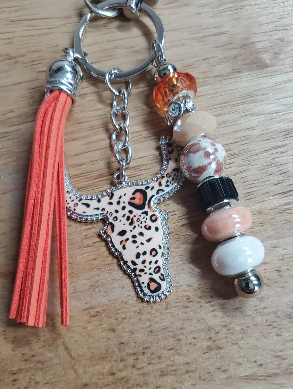 Western Style Orange And Brown Keychain